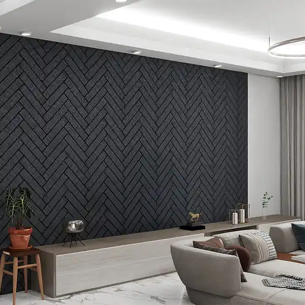 Bild 2 von Home Deluxe Akustikpaneel Fischgrätenoptik VEGA Black Oak 3er Set - 80 x 40 cm