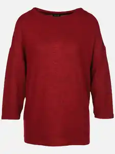 Damen Flauschshirt mit 3/4 langem Arm Rot