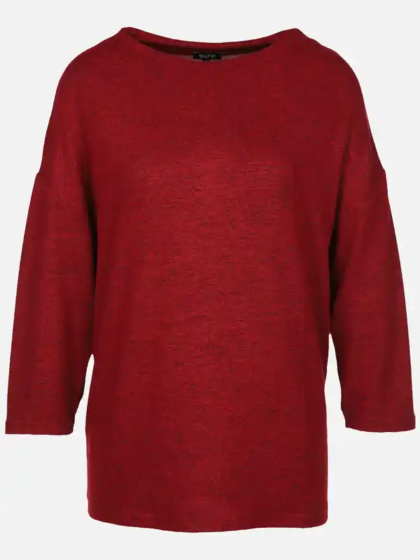 Bild 1 von Damen Flauschshirt mit 3/4 langem Arm Rot