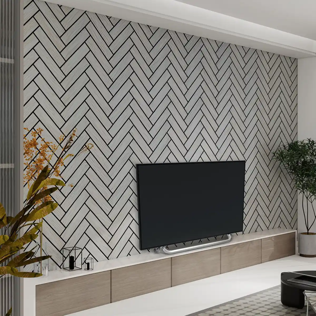 Bild 1 von Home Deluxe Akustikpaneel Fischgrätenoptik VEGA Grey Oak 1er Set - 80 x 40 cm