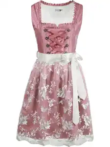Damen Dirndl mit Spitzenschürze Rosa
