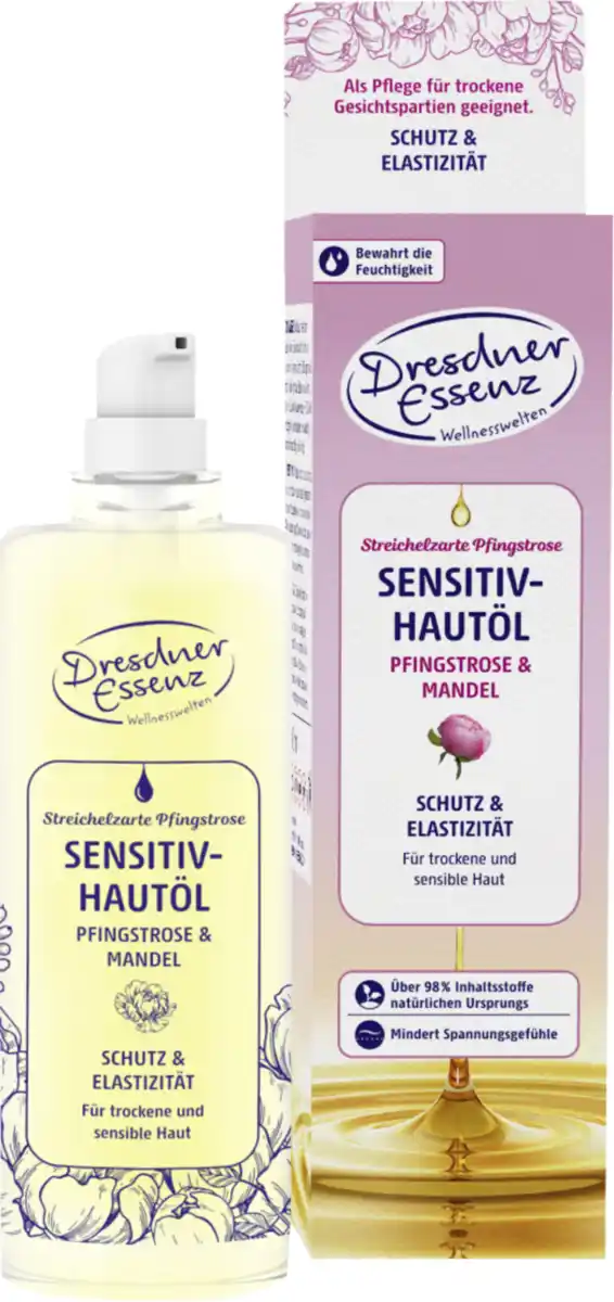 Bild 1 von Dresdner Essenz Senitiv Hautöl Streichelzarte Pfingstrose, 100 ml