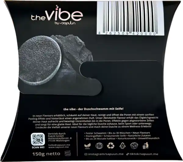 Bild 2 von Sapuun Seifenschwamm the vibe - Aktivkohle Flavour, 150 g