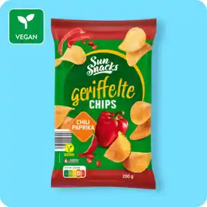 SUN SNACKS Riffel-Chips, Chili-Paprika oder Salz