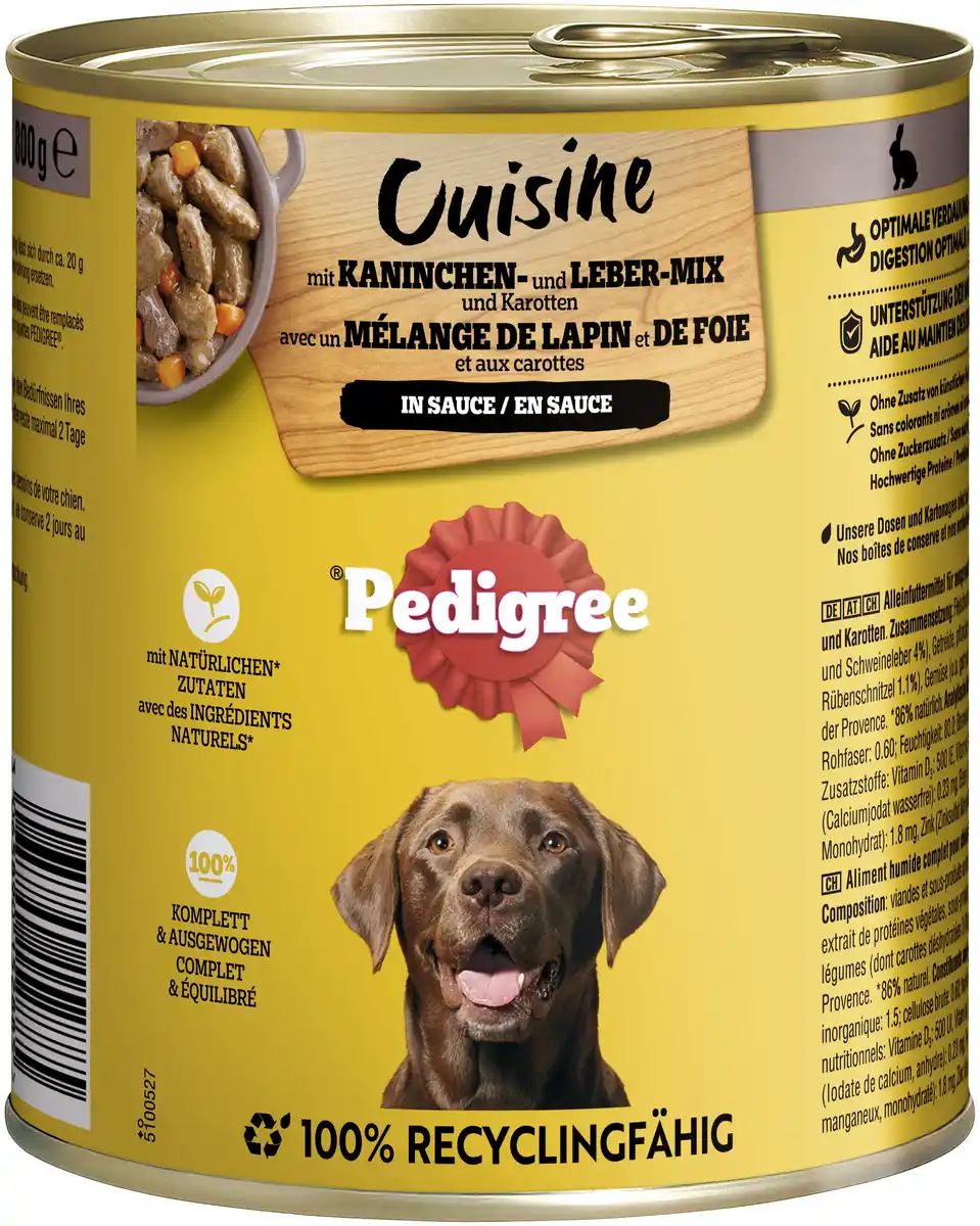 Bild 1 von Pedigree Cuisine Hundenassfutter Adult 800 g Kaninchen & Karotten