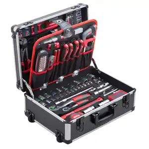 Meister Werkzeugkoffer-Trolley WK156 rollbar mit Teleskopgriff 156-teilig
