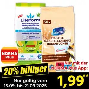 Saubermax/Lifeform Feuchte Boden-/ Reinigungstücher