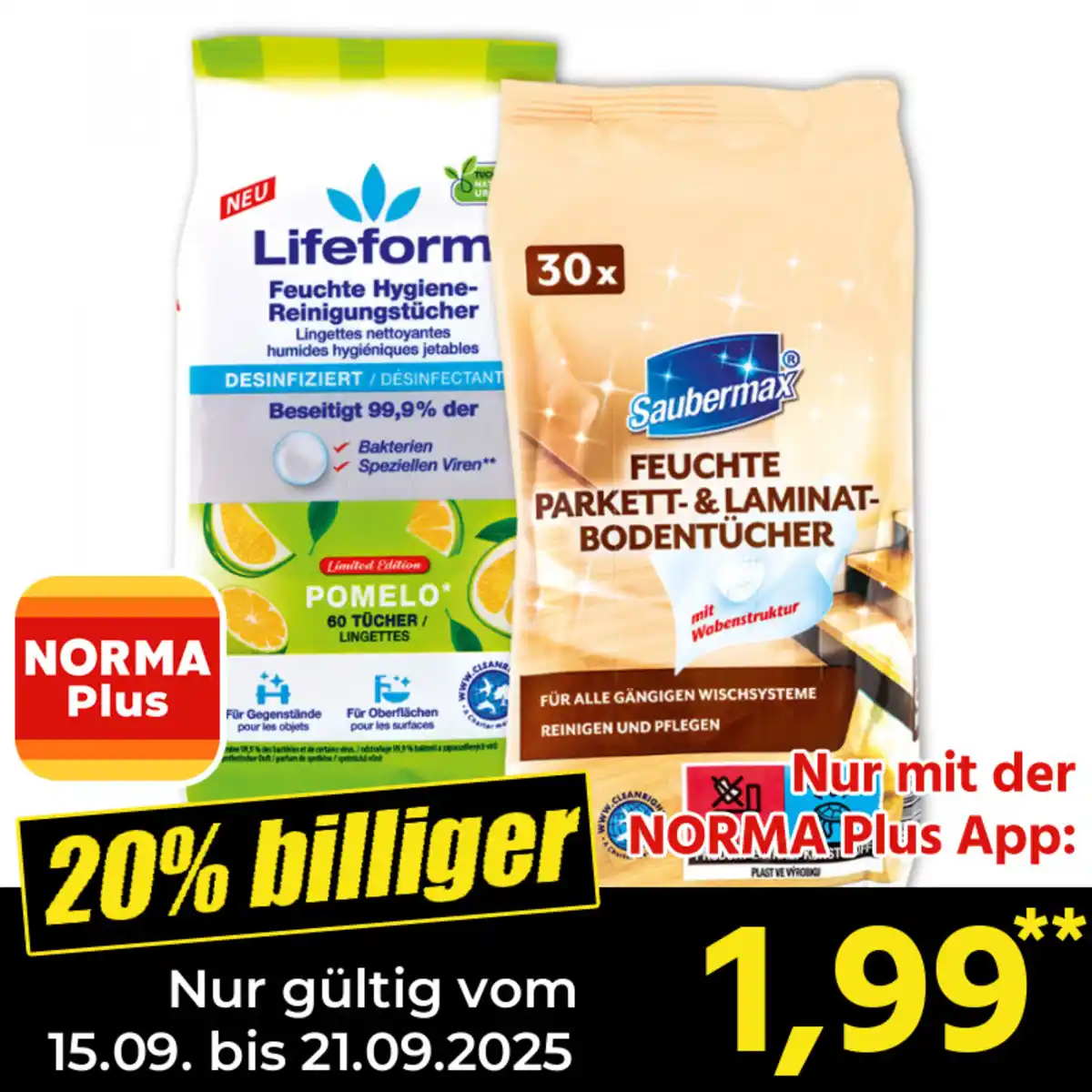 Bild 1 von Saubermax/Lifeform Feuchte Boden-/ Reinigungstücher