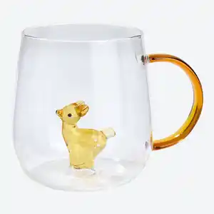 Glasbecher mit Tierfigur, ca. 7,3x9x9cm