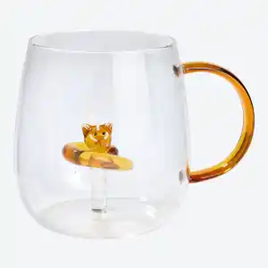 Glasbecher mit Tierfigur, ca. 7,3x9x9cm