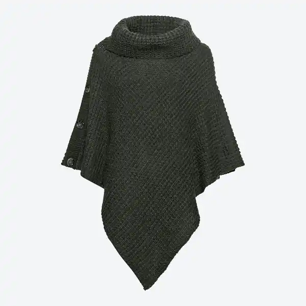 Bild 3 von Damen-Strick-Poncho mit dekorativen Knöpfen