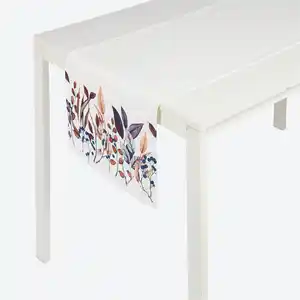 Tischläufer mit Blättermotiv, ca. 40x140cm
