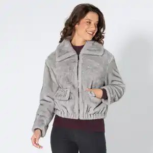 Damen-Kunstfell-Blouson mit Taschen