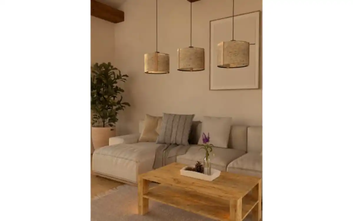 Bild 3 von Pendelleuchte HONTONGAS, Heu/beige, 3-flammig