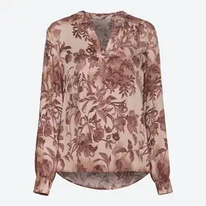 Damen-Langarm-Bluse mit Blumenmuster