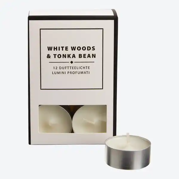 Bild 1 von Teelicht mit Duft White Wood & Tonka Bean, 12er-Set
