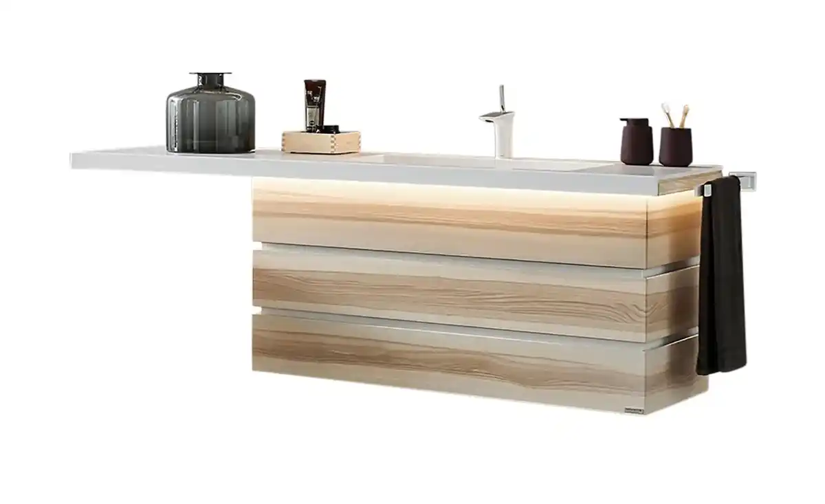 Bild 1 von Waschtischkombination   ¦ holzfarben ¦ Maße (cm): B: 176,8 H: 67,4 T: 50.0 Schränke > Badschränke > Komplett-Badkombinationen - Möbel Kraft