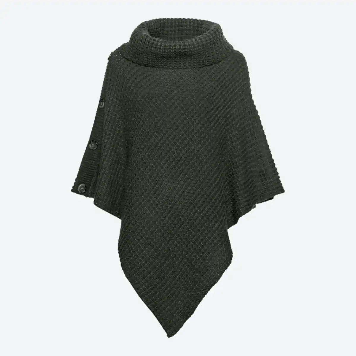 Bild 2 von Damen-Strick-Poncho mit dekorativen Knöpfen