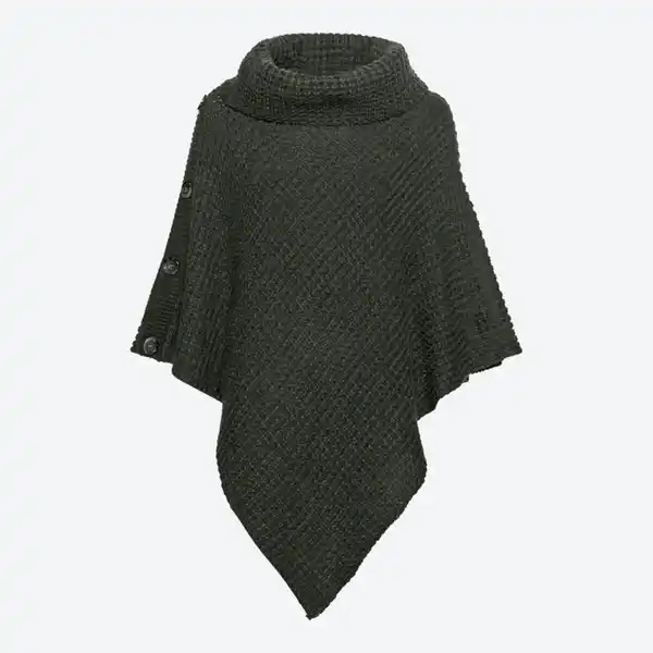 Bild 2 von Damen-Strick-Poncho mit dekorativen Knöpfen