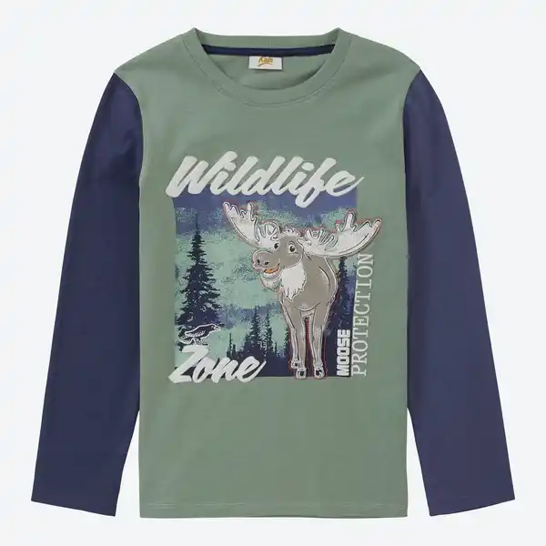 Bild 1 von Kinder-Jungen-Shirt mit Kontrast-Ärmeln