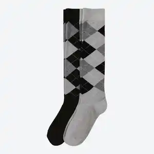 Damen-Kniestrümpfe mit Rauten-Muster, 2er-Pack