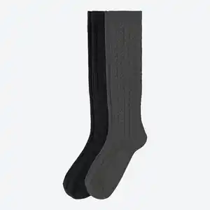 Damen-Kniestrümpfe mit Zopf-Muster, 2er-Pack