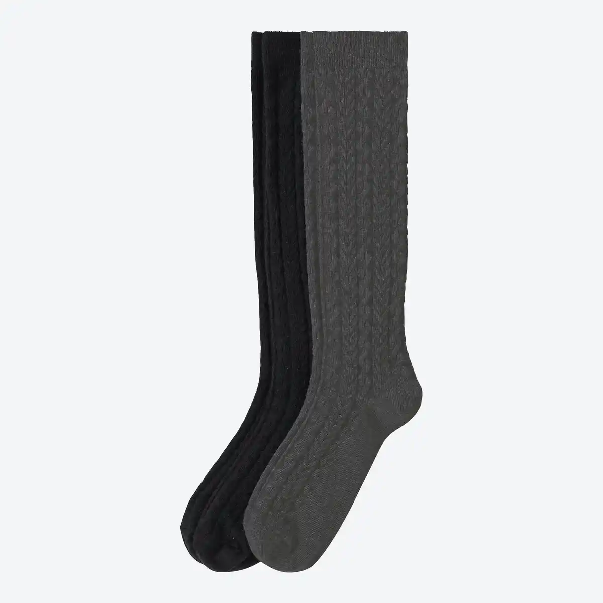 Bild 1 von Damen-Kniestrümpfe mit Zopf-Muster, 2er-Pack