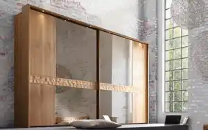 Mondo - Schwebetürenschrank Paolo, teilmassive Eiche/Treibholz-Nachbildung, 300 x 217 cm