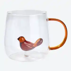 Glasbecher mit Tierfigur, ca. 7,3x9x9cm