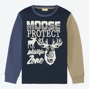 Kinder-Jungen-Sweatshirt mit Elch-Aufdruck