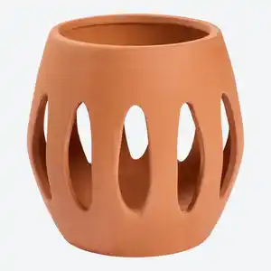 Windlicht aus Terracotta, ca. 12,5x12,5x12cm