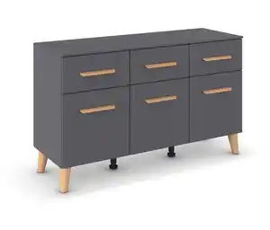 rauch Kommode »Skandi«, mit 3 Schubladen und Türen, grau metallic