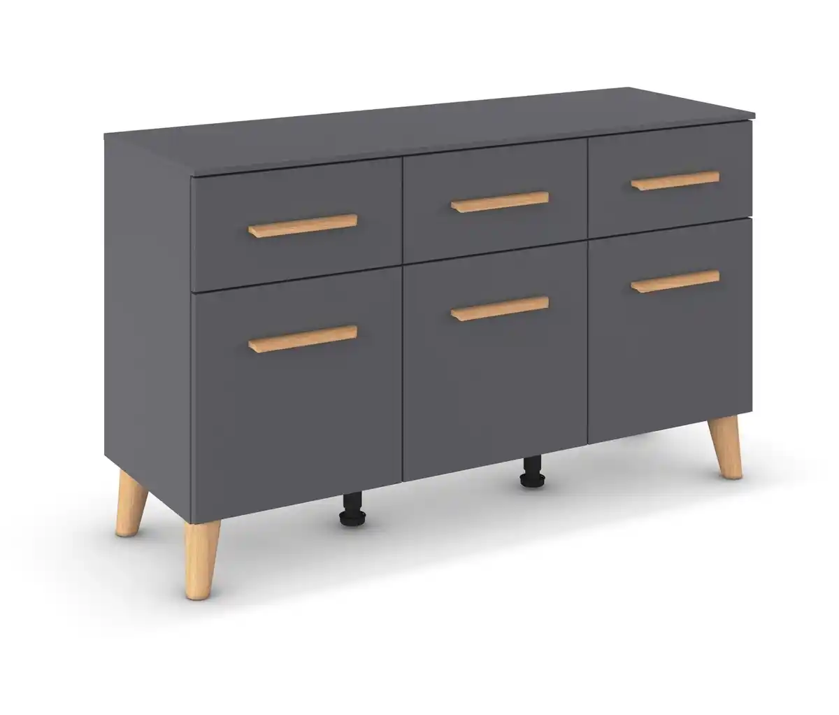 Bild 1 von rauch Kommode »Skandi«, mit 3 Schubladen und Türen, grau metallic