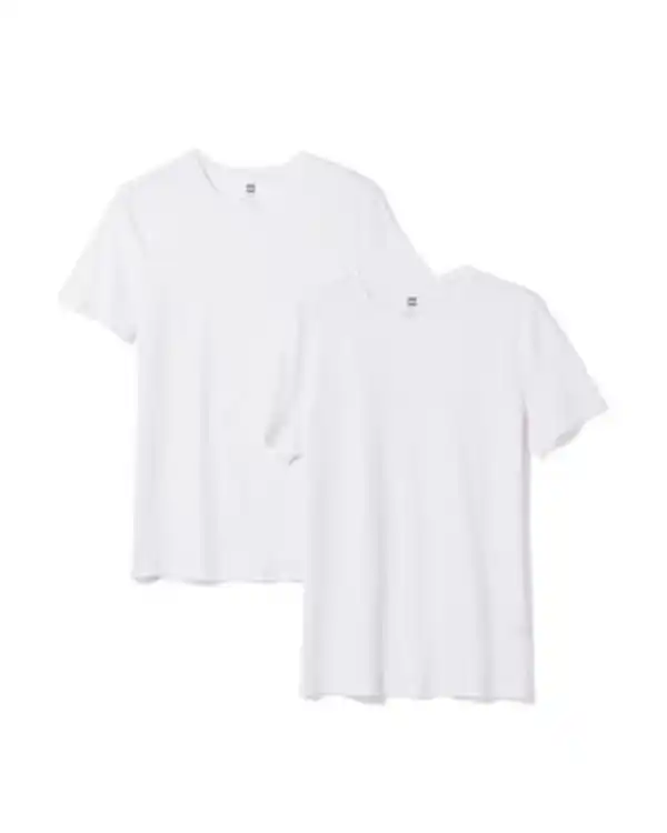 Bild 2 von Herren T-Shirts Slim Fit mit O-Ausschnitt – 2 Stück weiß