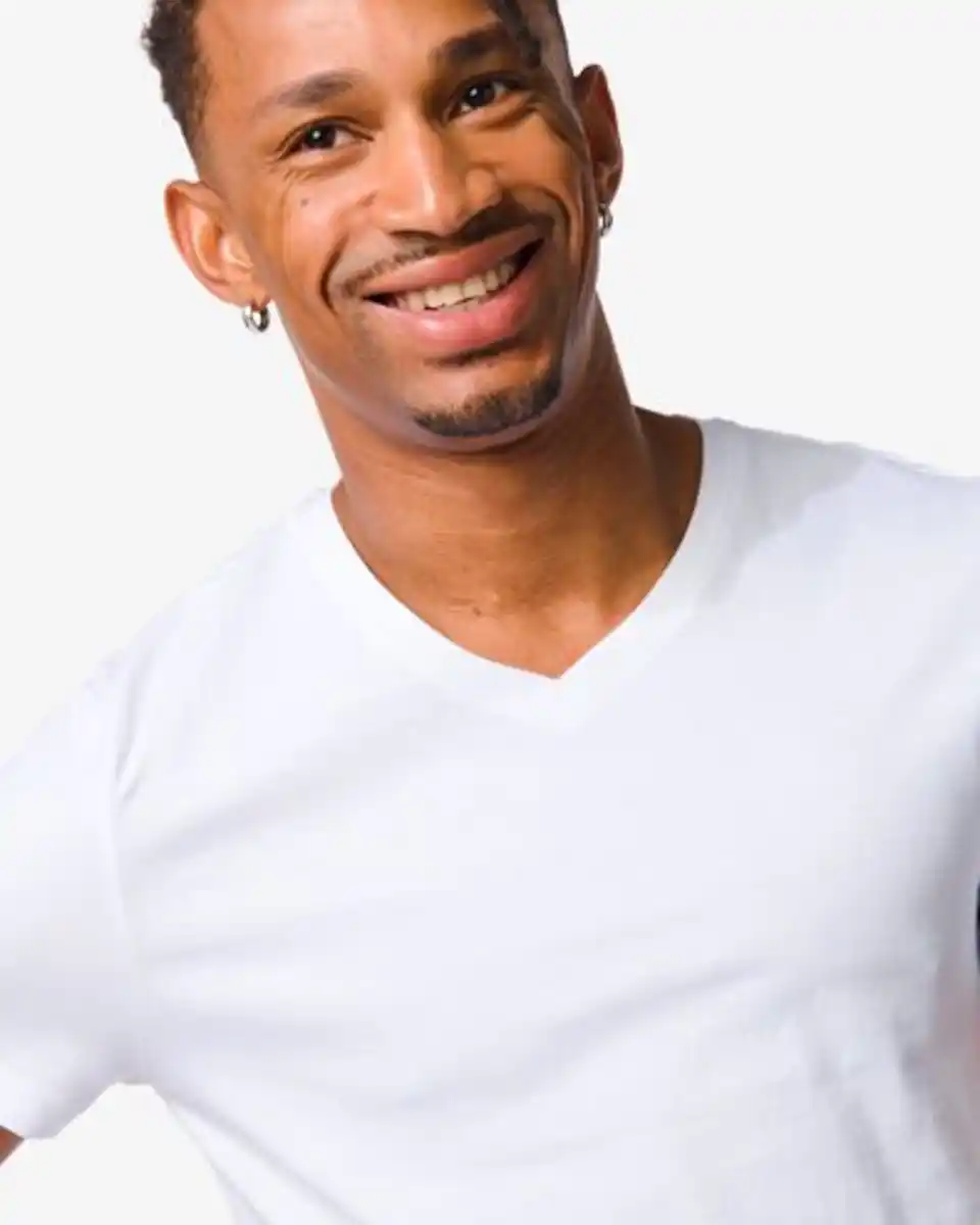 Bild 4 von 2er-Pack Herren-T-Shirts, Regular Fit, V-Ausschnitt, extralang weiß