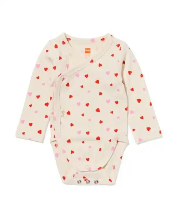 Bild 1 von Newborn-Wickelstrampler zum Mitwachsen, LENZING™ ECOVERO™, gerippt, Herzen ecru