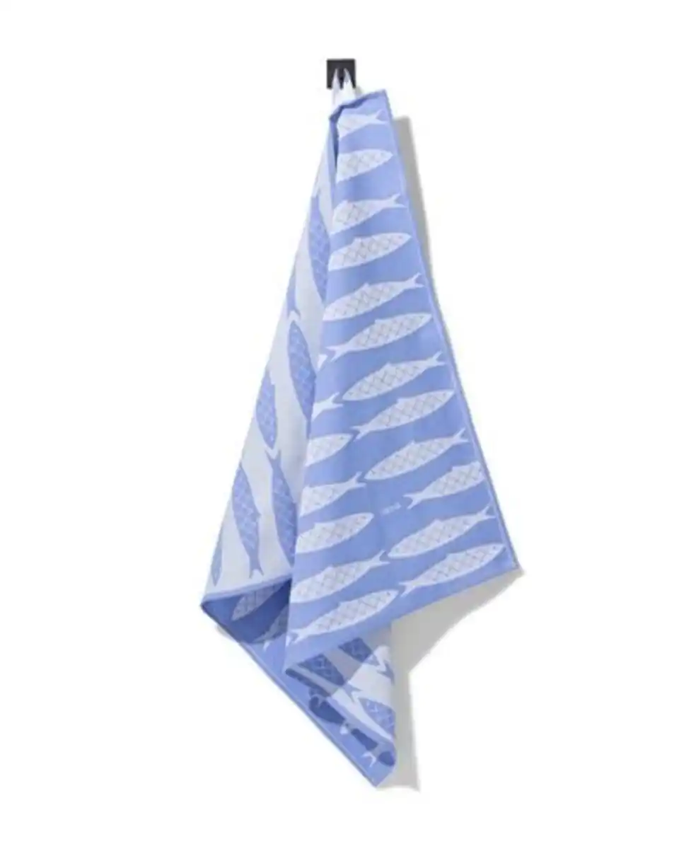 Bild 1 von Geschirrtuch 65 x 65 cm Baumwolle Fische, Frischblau