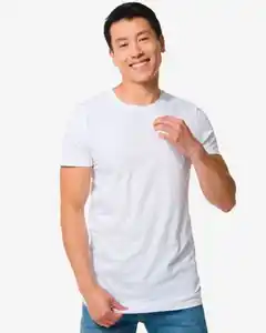 2er-Pack Herren-T-Shirts, Regular Fit, Rundhalsausschnitt, extralang weiß