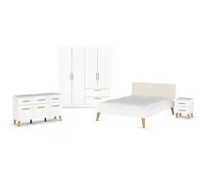 rauch Schlafzimmer-Set »Skandi« mit Bett, Nachttisch, Kleiderschrank und Kommode, weiß