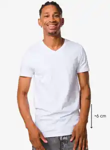 2er-Pack Herren-T-Shirts, Regular Fit, V-Ausschnitt, extralang weiß