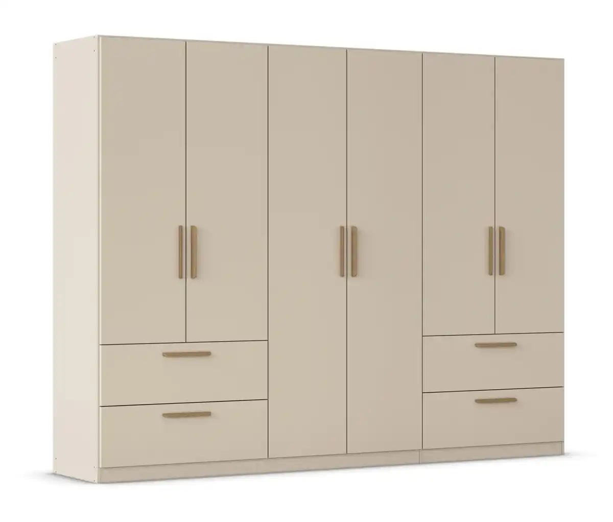 Bild 1 von Rauch Drehtürenschrank "Skandi" 6-türig mit vier Schubladen, beige/champagner