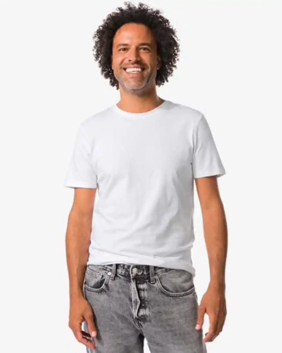 Bild 1 von Herren T-Shirts Slim Fit mit O-Ausschnitt – 2 Stück weiß