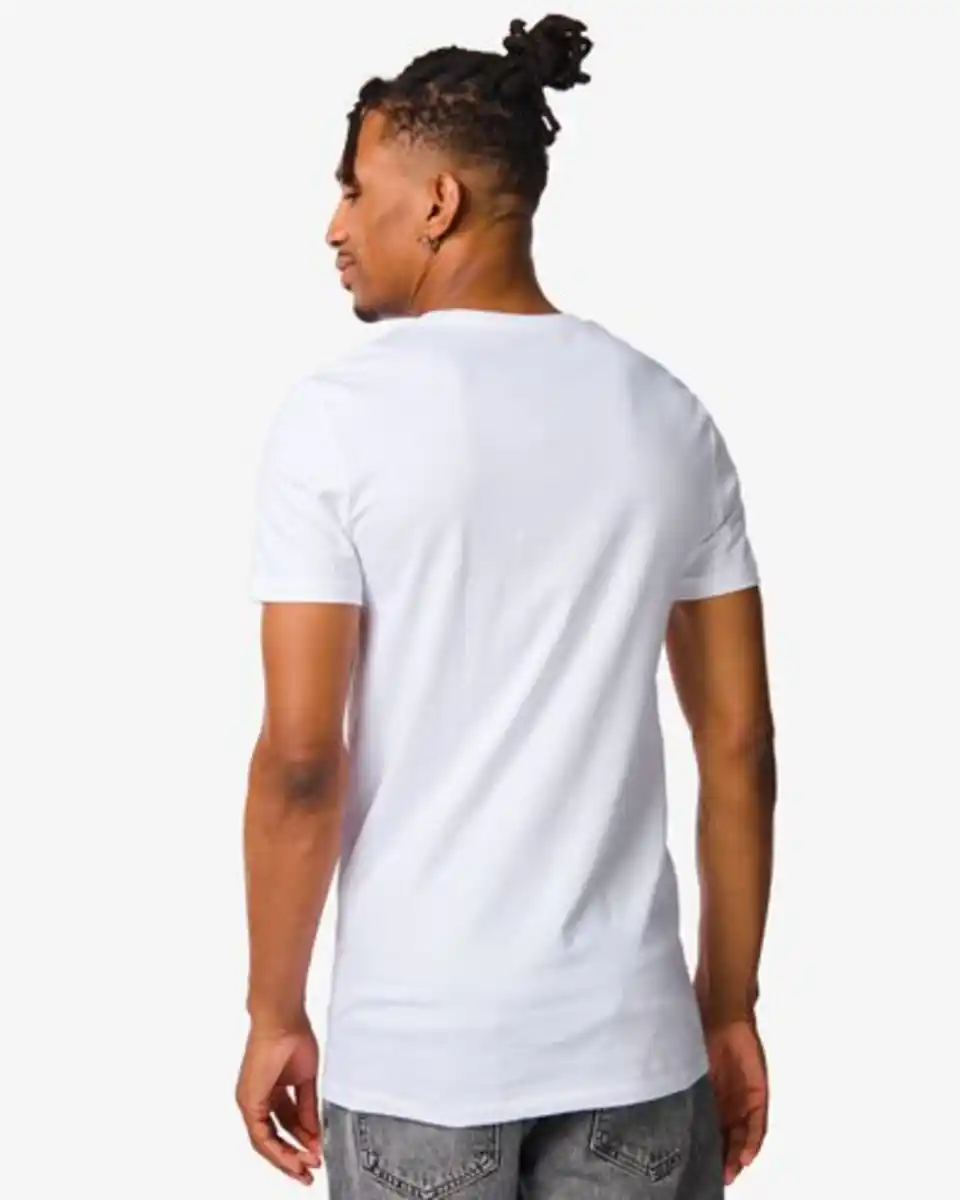 Bild 3 von 2er-Pack Herren-T-Shirts, Regular Fit, V-Ausschnitt, extralang weiß