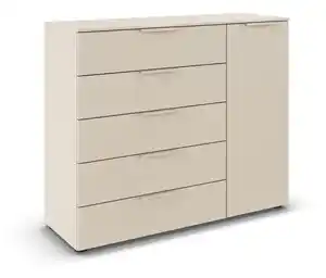 rauch Kommode »Flipp«, 1 Tür, 5 Schubladen mit Soft-Close, beige/champagner