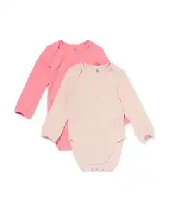 Mitwachsender Strampler LENZING™ ECOVERO™, gerippt – 2 Stück rosa
