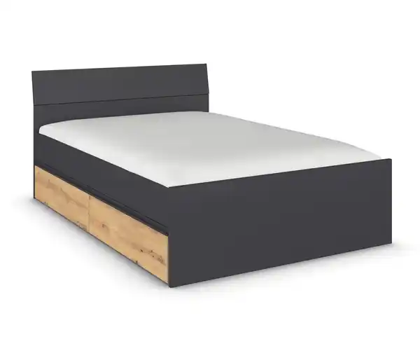 Bild 1 von rauch Bett »Joel« mit 2 Schubladen, grau metallic/Eiche Artisan, 140 x 200 cm