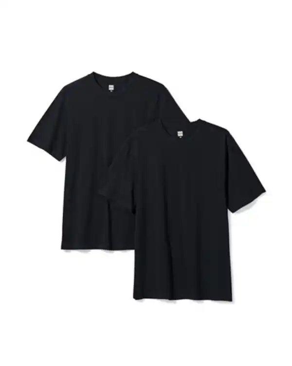 Bild 2 von 2er-Pack Herren-T-Shirts, Regular Fit, Rundhalsausschnitt schwarz