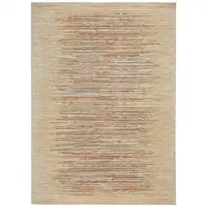 Cazaris Orientteppich, Beige, Kunststoff, Textil, Streifen, rechteckig, 170x240 cm, Handmade in India, für Fußbodenheizung geeignet, Teppiche & Böden, Teppiche, Orientteppiche
