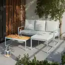 Bild 1 von Loungegarnitur Ariella Hellgrau Outdoorstoff/Metall, Akaziefarben, Hellgrau