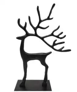 Deko-Hirsch Weihnachten, schwarz matt